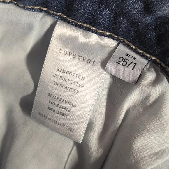 Vervet Lovervet Mid Rise Raw Hem Crop Wide Leg Jeans Size 25 - Picture 6 of 6